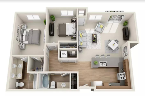 Floor plan for 2 beds, 2 baths, 1179 sqft